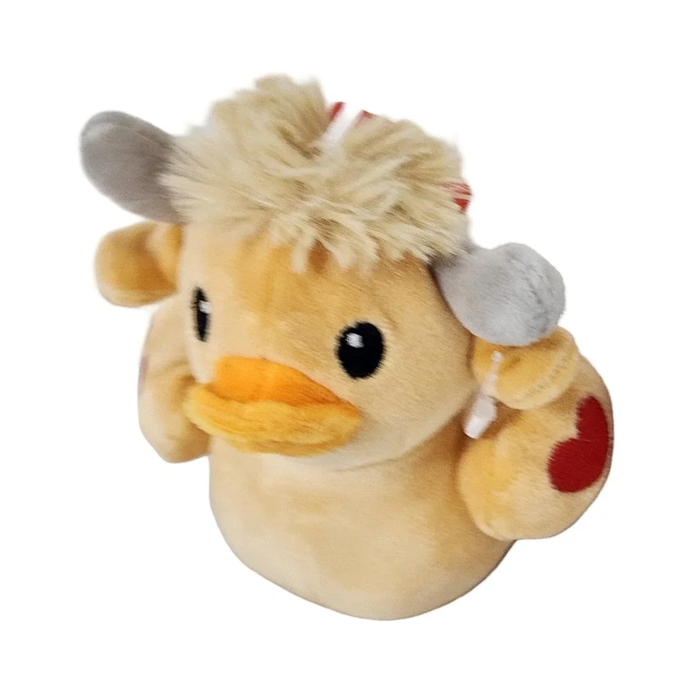 Way to Celebrate Highland Cow Duck Plush Backpack Clip Yellow Heart 4 Inch NWT